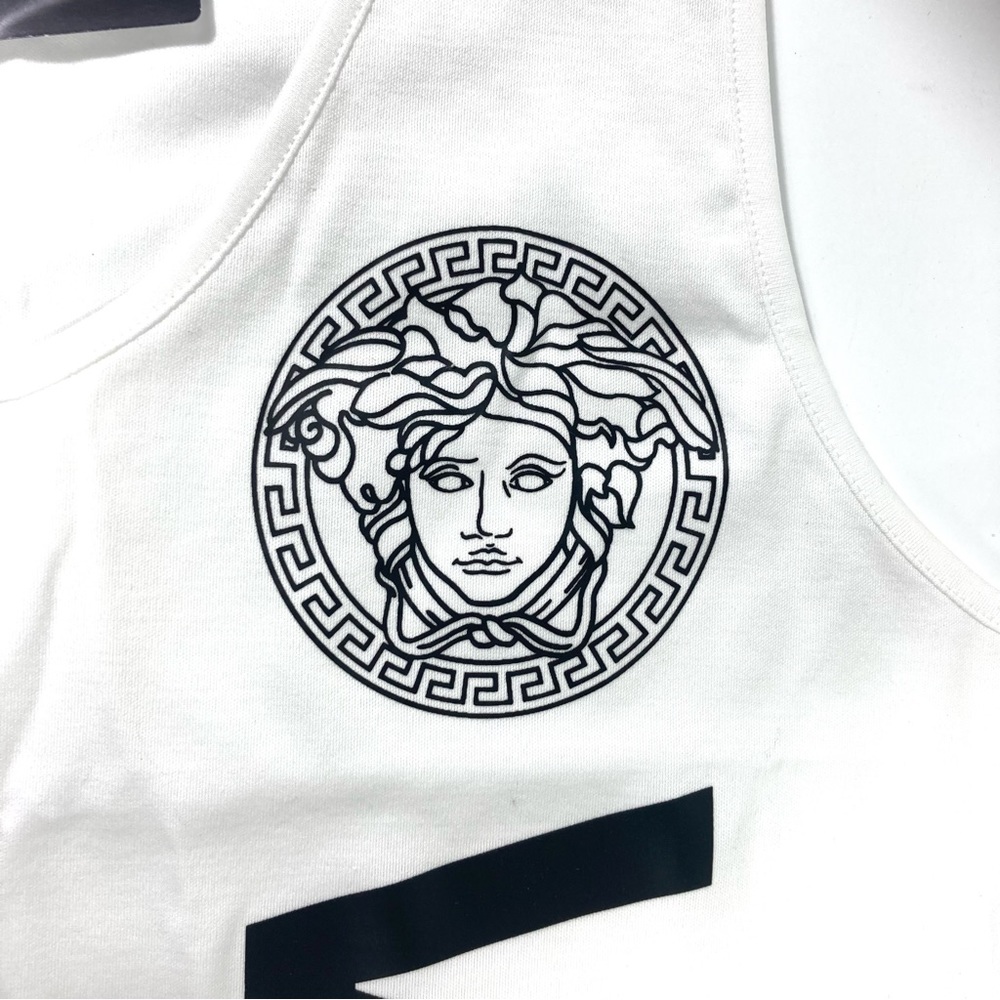 Versace Logo Cotton Women Graphic Tank White Size 44 IT 8 US NEW Designer Summer - Picture 12 of 12